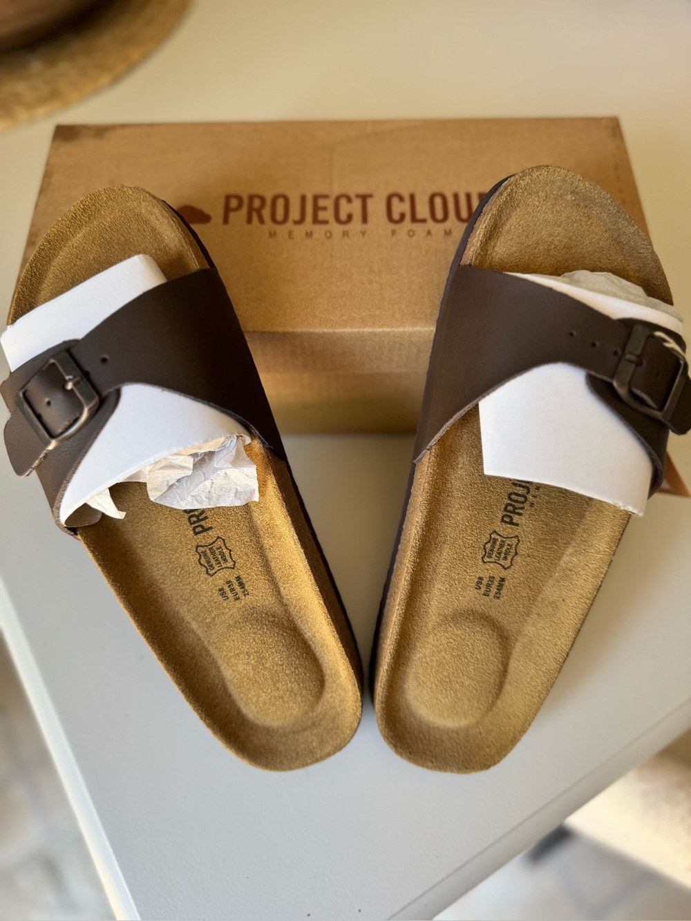 Project Cloud Women’s Brown Buckle Slide Sandals - Casual Comfort